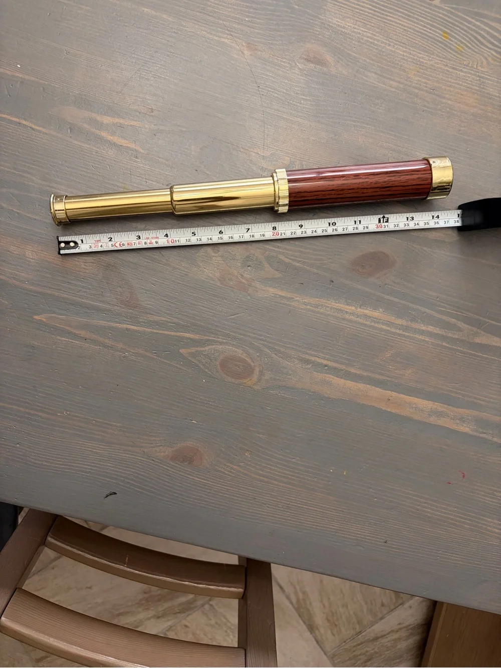 Wood style Grain Telescope Handle with Metallic Trim